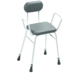 Adjustable Perching Stool With Arms & Back - Padded