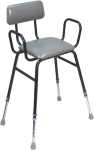 Black Perching Stool - Padded Back & Arms- Height Adjustable