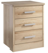 Linea 3 Drawer Bedside Cabinet with Lock - Lissa Oak