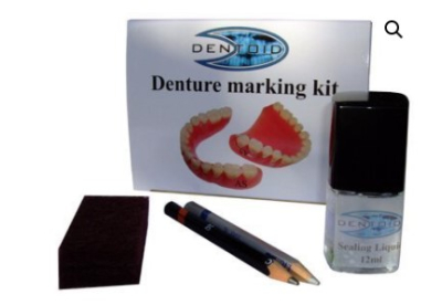 Denture Marking Kit 12m Liquid Grey/Black Pencil 15x Pads
