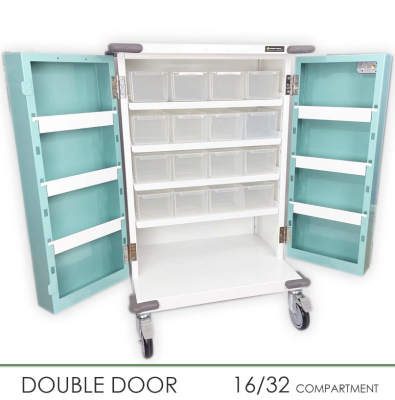 16 Tray Original Packaging Drugs Trolley- Key Button Lock