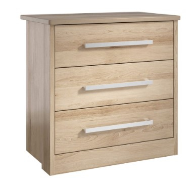 Linea 3 Draw Chest - Oak Extended Top & Back Panel