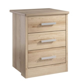 Linea 3 Drawer Bedside Cabinet with Lock - Beech