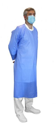 Blue CPE Gown with Sleeves and Thumb Loops