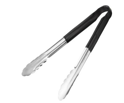 Hygiplas Colour Coded Black Serving Tongs 300mm