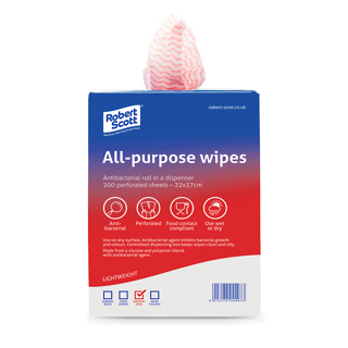 Anti-Bac Wipes All Purpose On Roll - Red